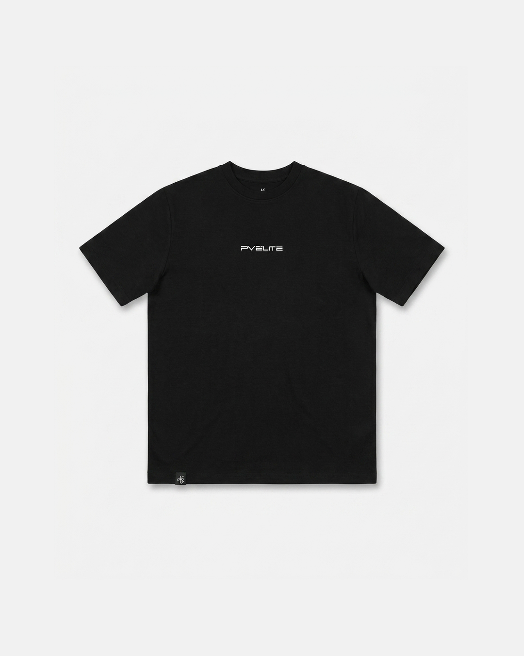 PV Elite Workout Shirt front, black with white PV Elite chest print