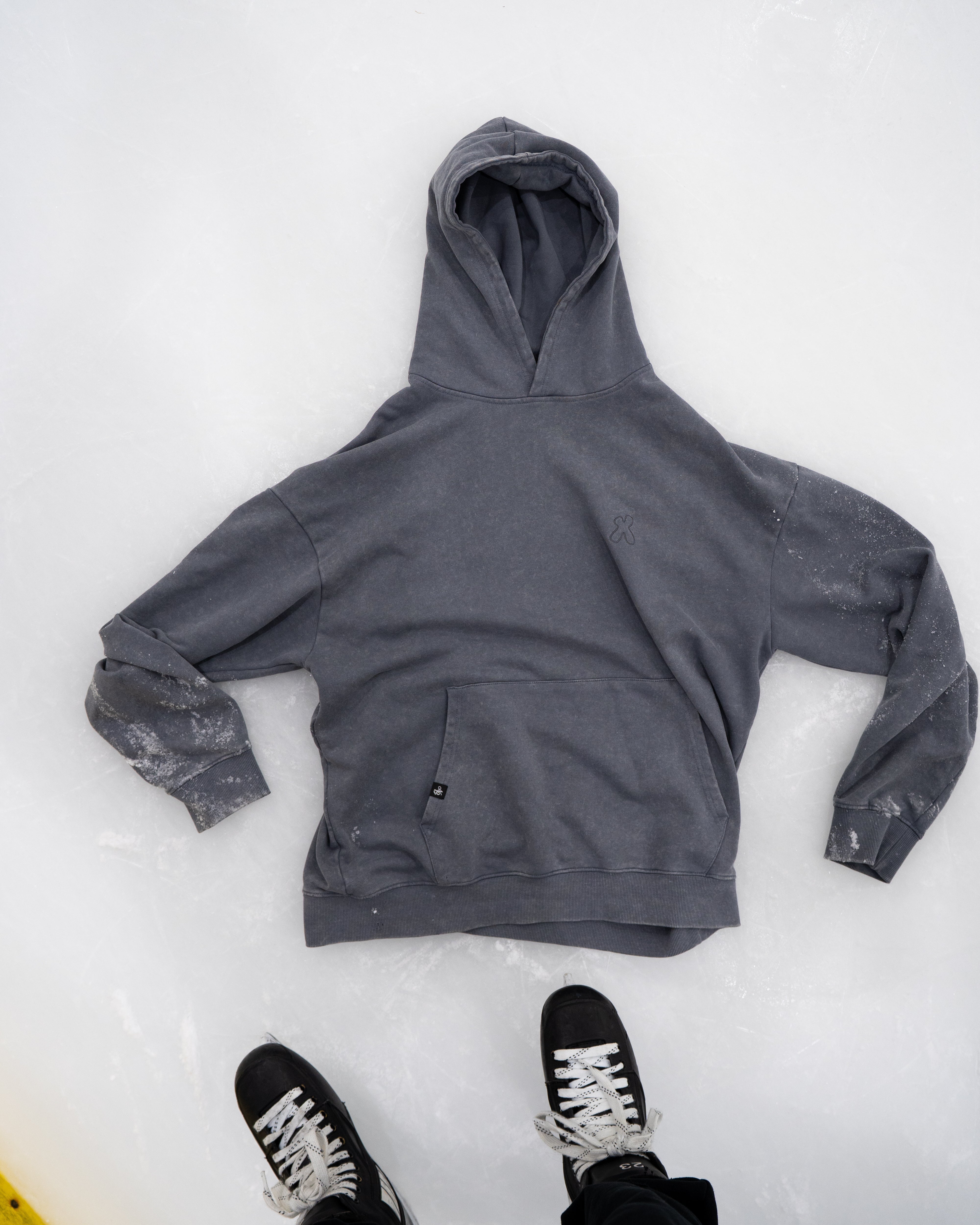 Vintage Embroidered Hoodie - Washed Grey