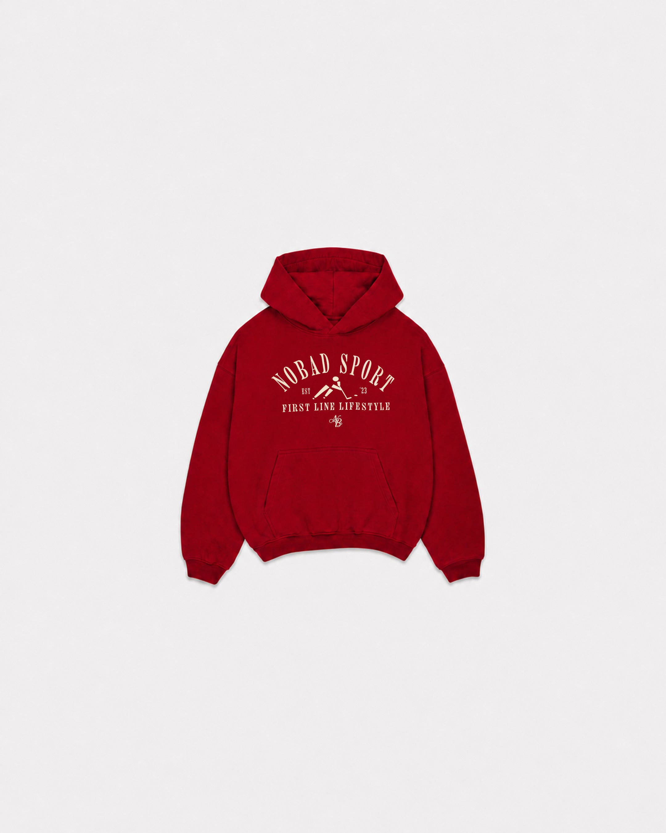 First Line Lifestyle Red Hoodie, front