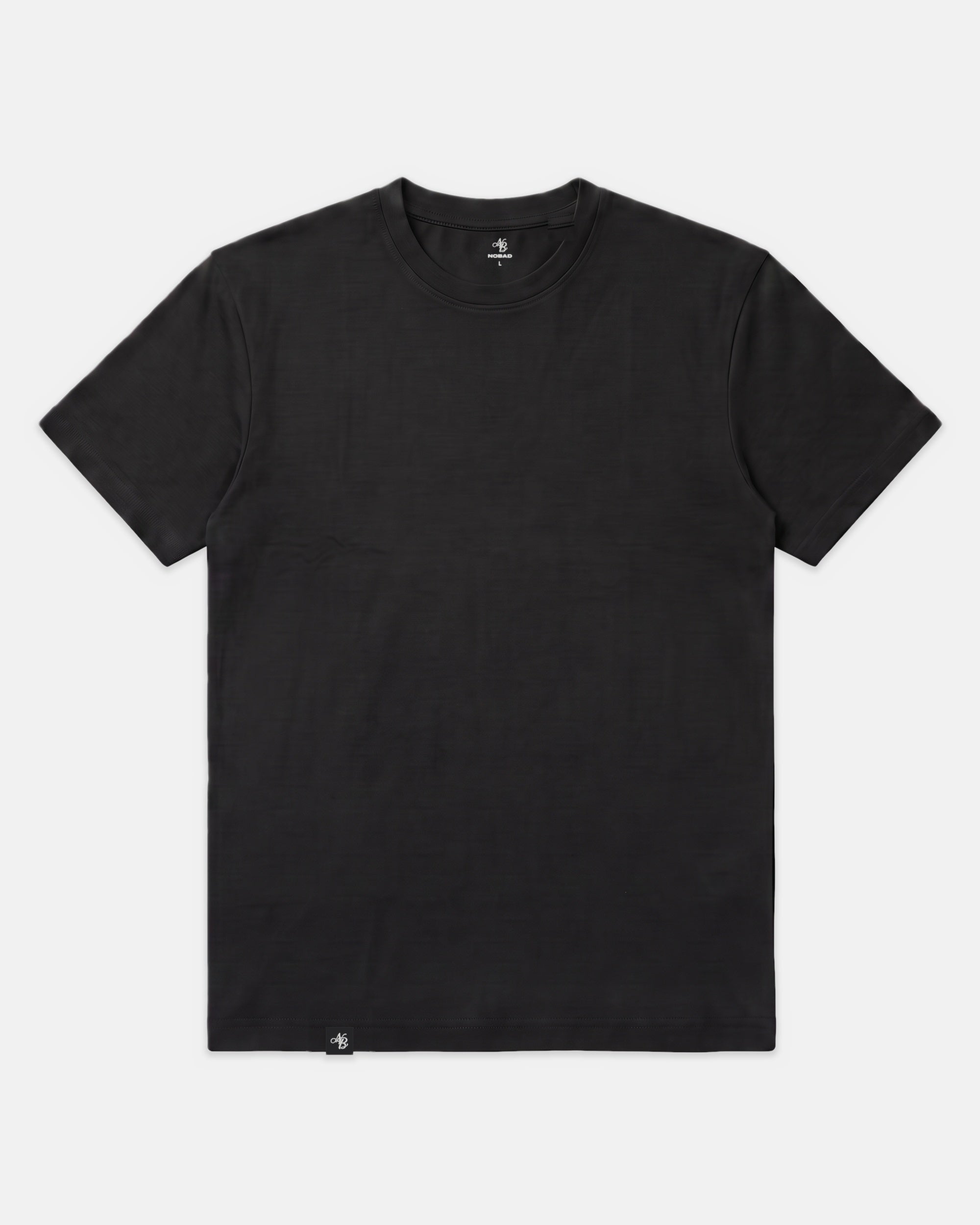 NOBAD bamboo cotton t-shirt in black, front view