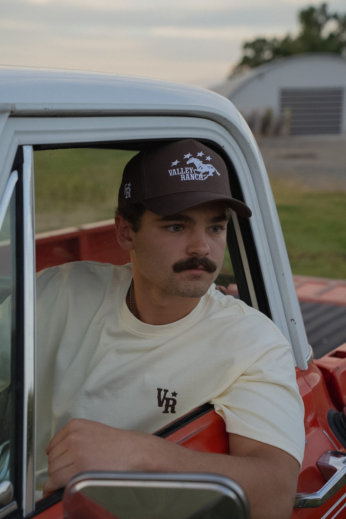 Valley Ranch hat and T-shirt on-model detail